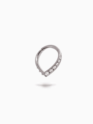 Studded Teardrop Hoop White