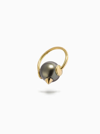 Studded Pearl 'Captive' Ring S Black