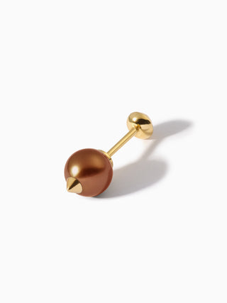 Studded Pearl and Stud Diamond Barbell S+L Brown Cognac