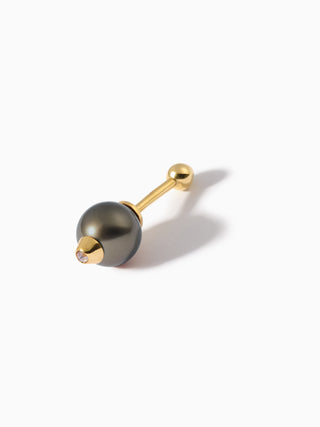 Diamond Studded Pearl Teardrop Barbell S Black