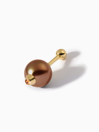 Diamond Studded Pearl Teardrop Barbell L+M Brown