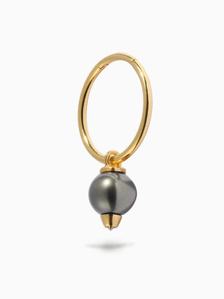 Diamond Studded Pearl Hanger Hoop 14G Black