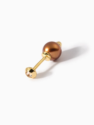 Stud Diamond Studded Pearl Barbell S+L Brown