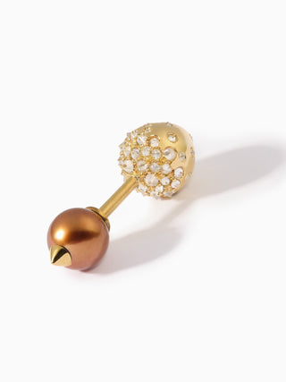 Studded Pearl Studded Teardrop Barbell S+XL Brown