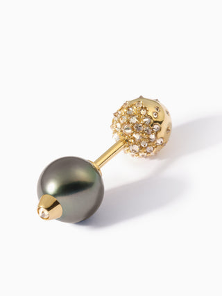 Diamond Studded Pearl Studded Teardrop Barbell L+XL Black
