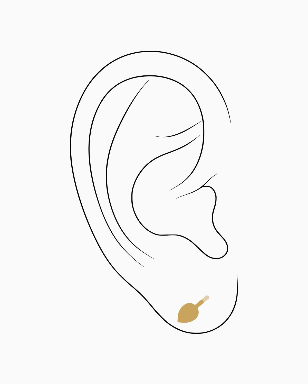 Lobe piercing placement diagram