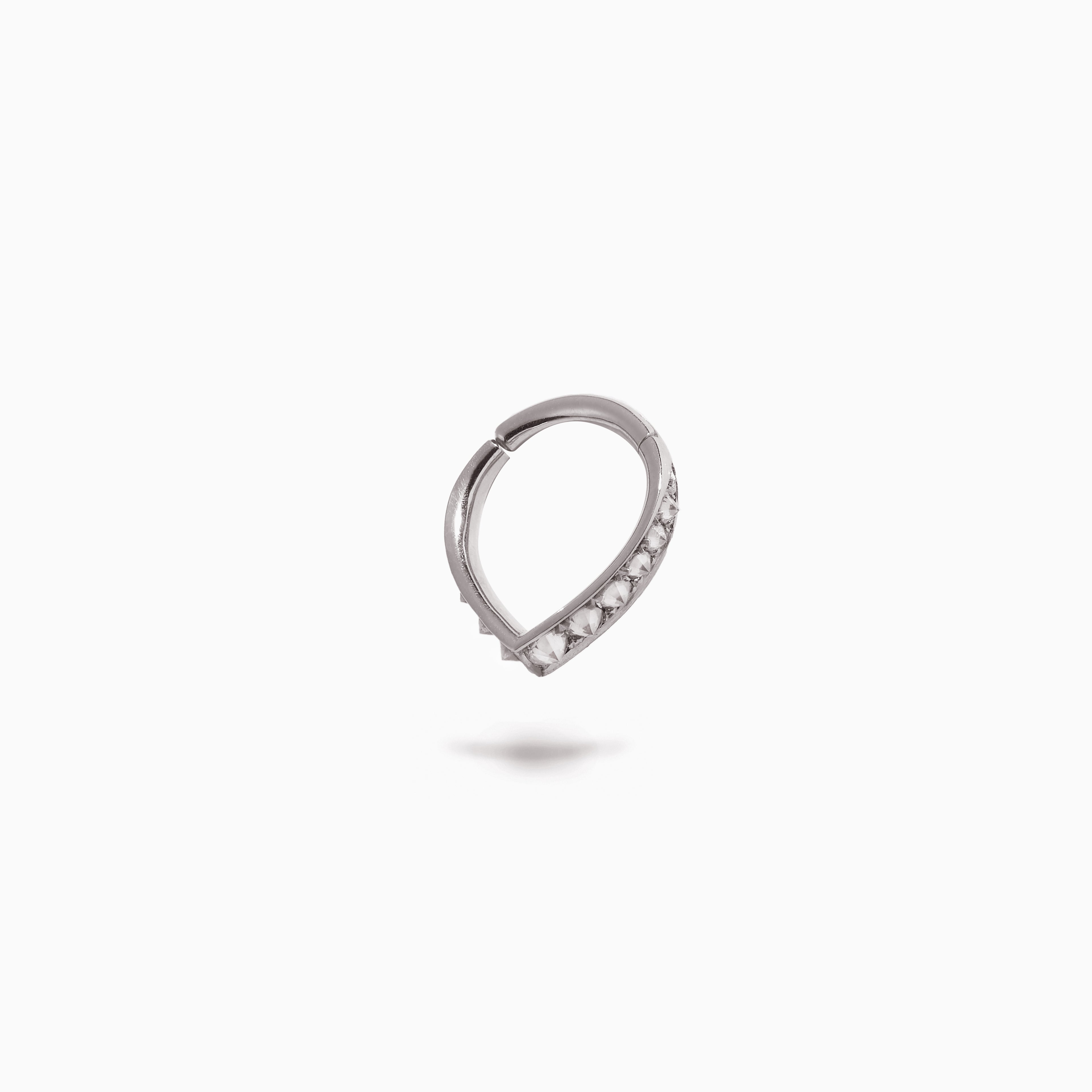 Studded Teardrop Hoop White