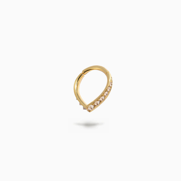 Studded Teardrop Hoop Champagne YG