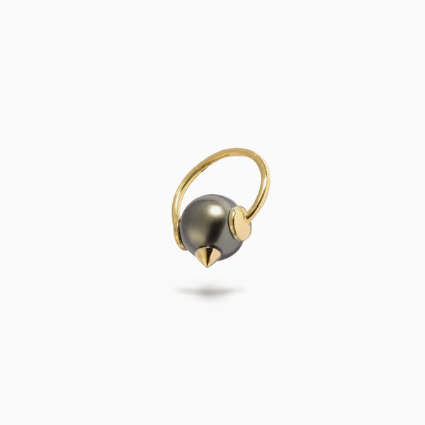 Studded Pearl 'Captive' Ring S Black