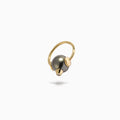 Diamond Studded Pearl 'Captive' Ring S Black