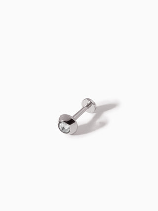 Stud Diamond Flatback Barbell L White