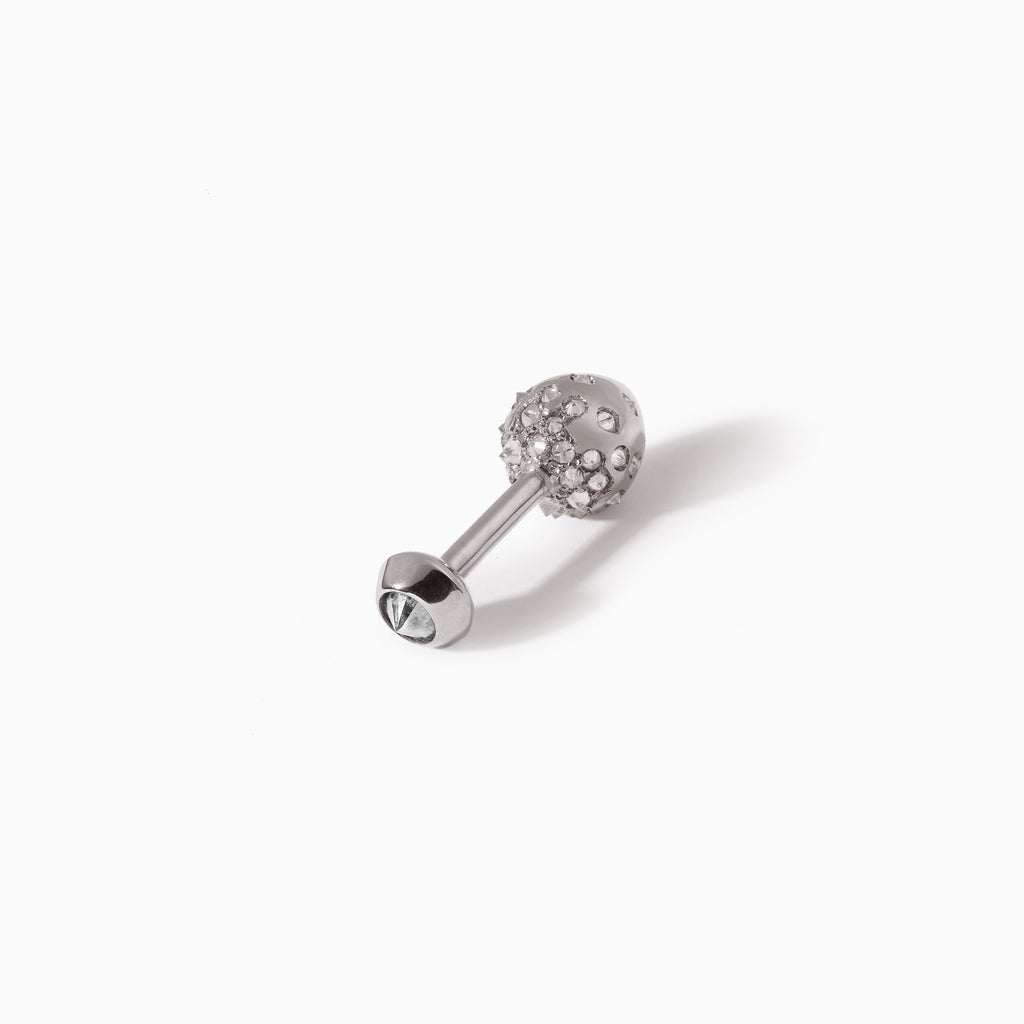 Studded Teardrop Diamond Stud Barbell L White