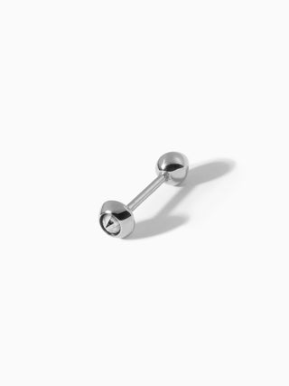 Stud Diamond Teardrop Barbell M White