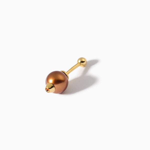 Diamond Studded Pearl Teardrop Barbell S Brown