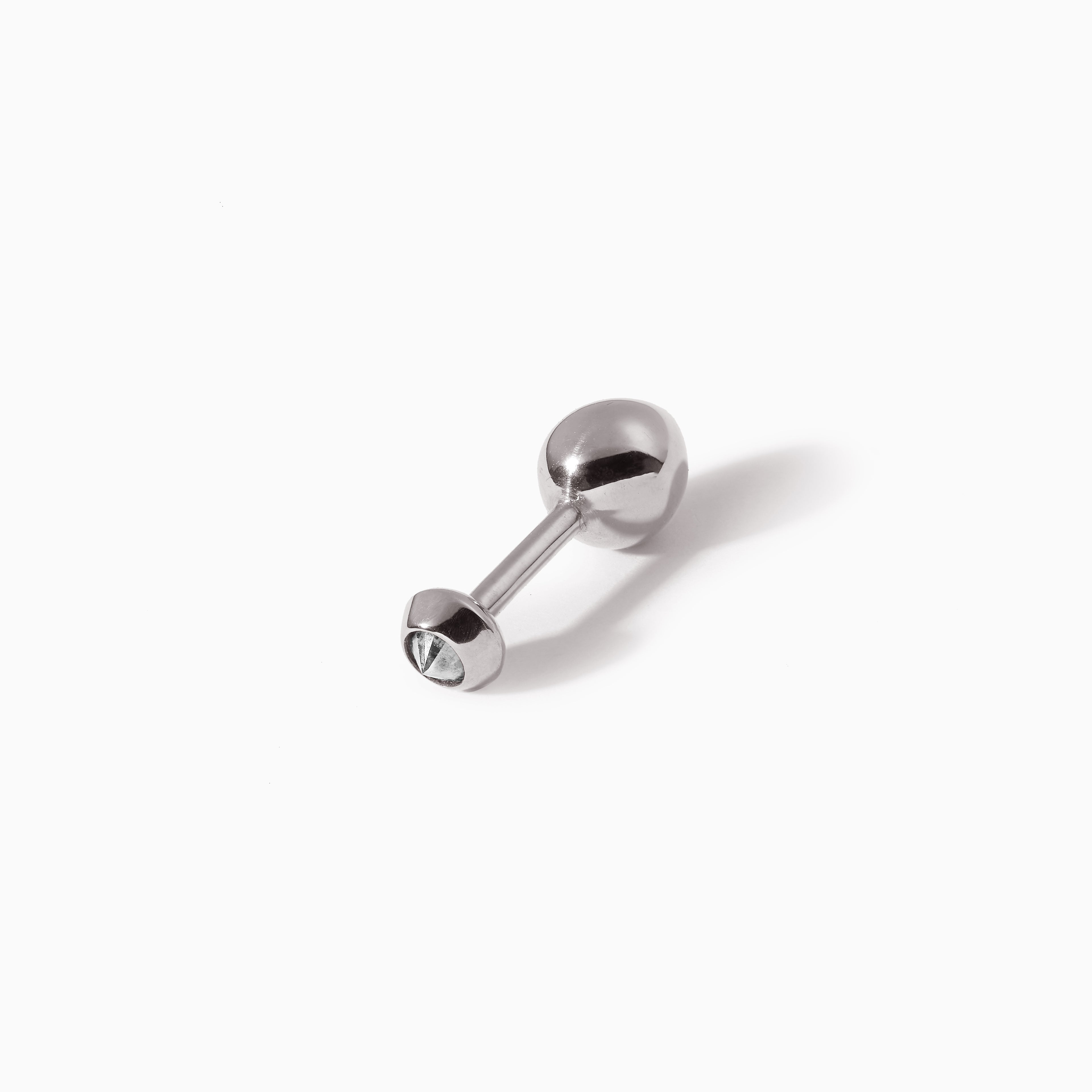 Stud Diamond Teardrop Barbell L White