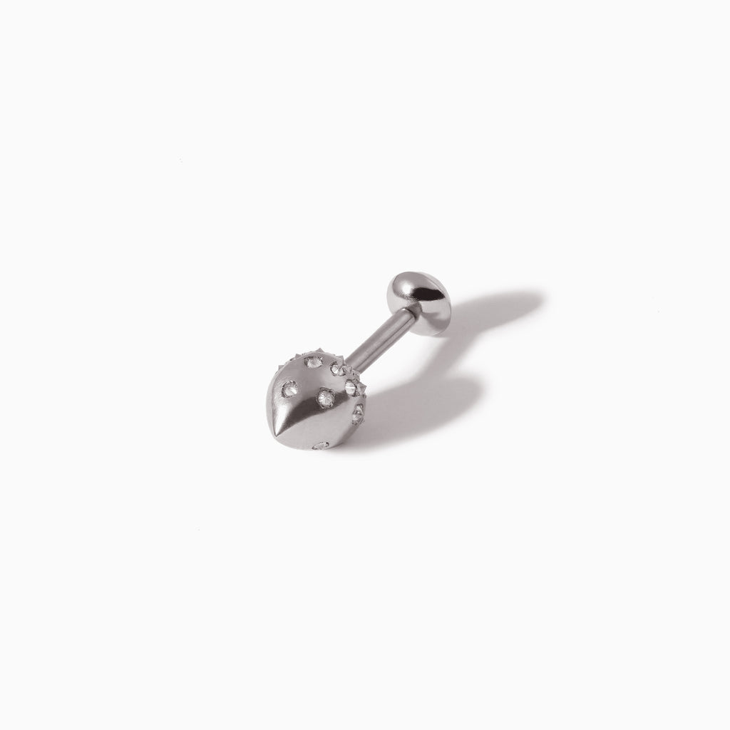 Studded Teardrop Diamond Stud Barbell L White