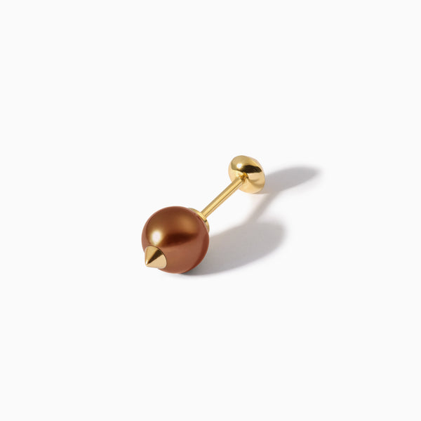 Studded Pearl and Stud Diamond Barbell S+L Brown Cognac