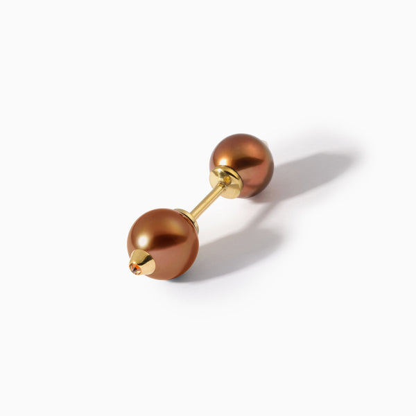 Diamond Studded Pearl Barbell S Brown