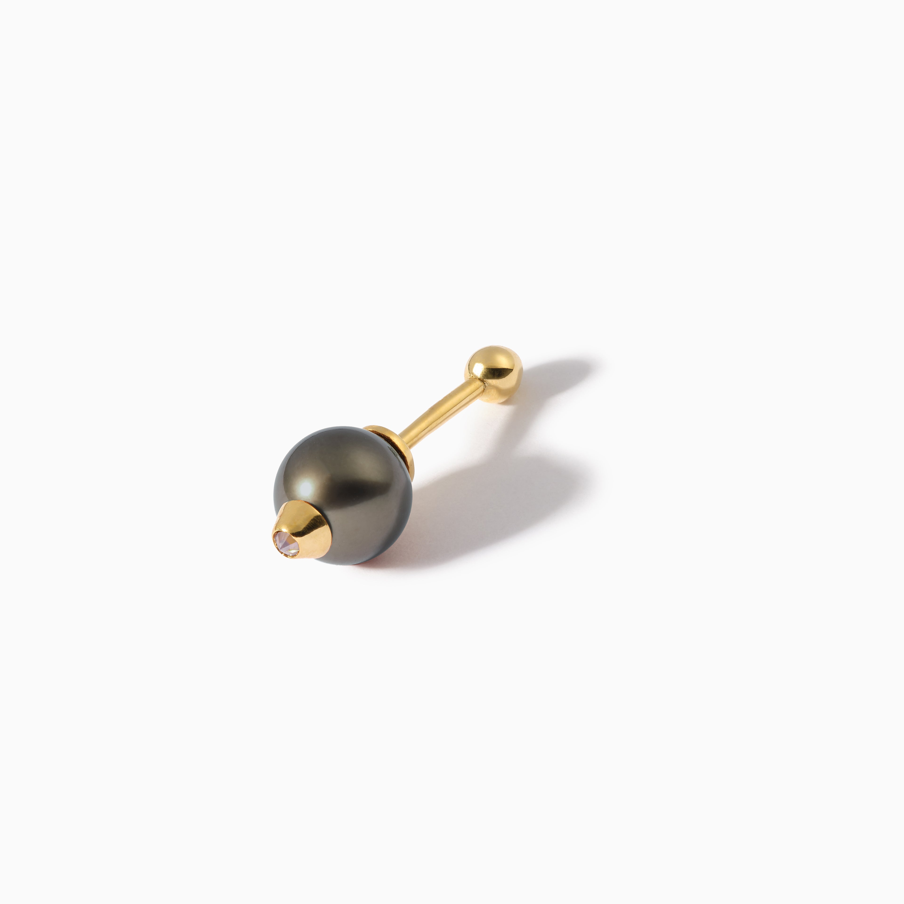 Diamond Studded Pearl Teardrop Barbell S Black