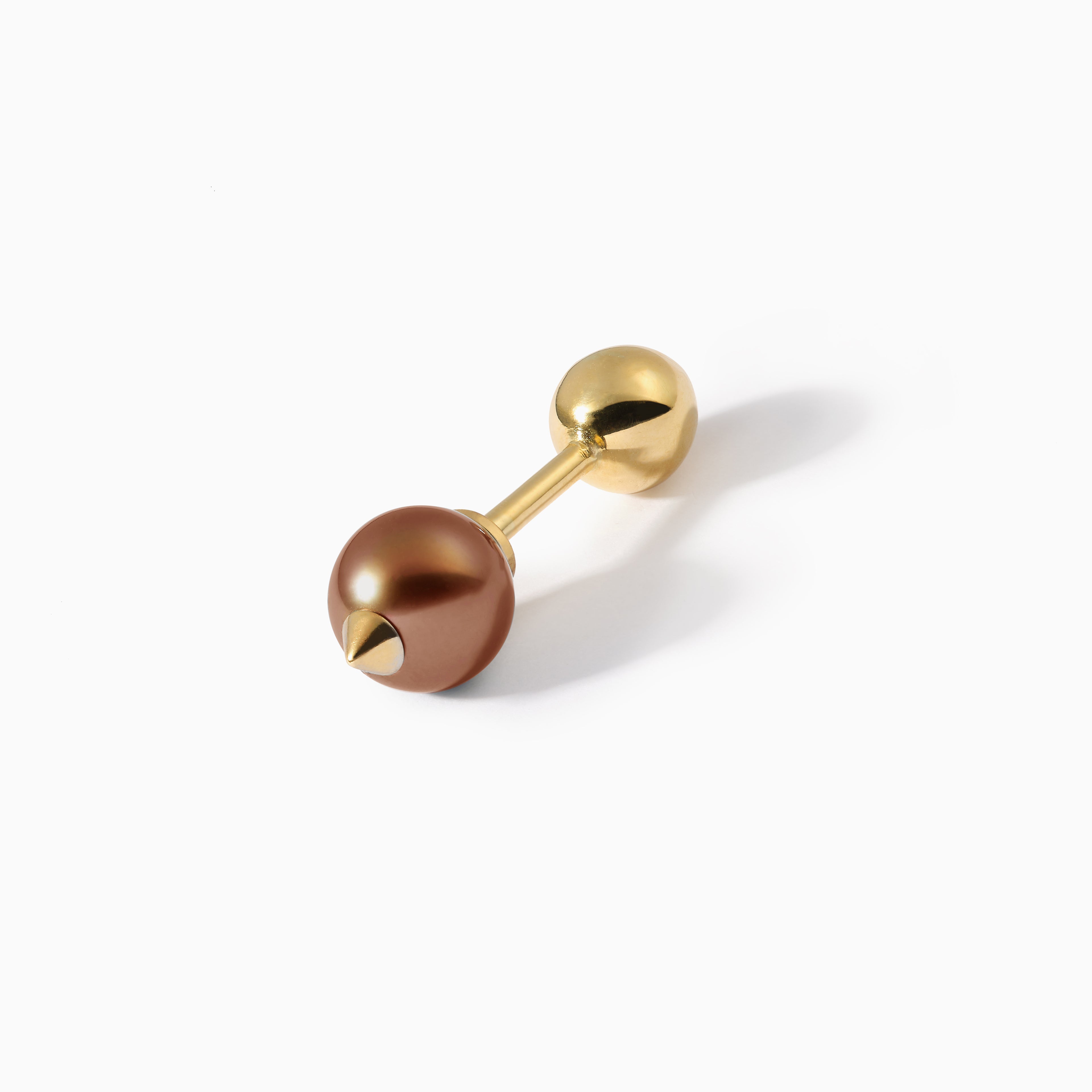 Studded Pearl Teardrop Barbell L Brown