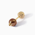 Diamond Studded Pearl Studded Teardrop Barbell L+XL Brown