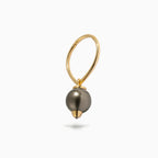 Diamond Studded Pearl Teardrop Hanger Hoop Black
