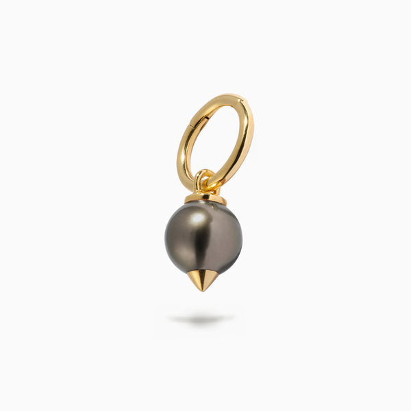 Studded Pearl Hanger Hoop 14G Black
