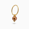 Diamond Studded Pearl Hanger Hoop 14G Brown