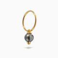 Diamond Studded Pearl Hanger Hoop 14G Black