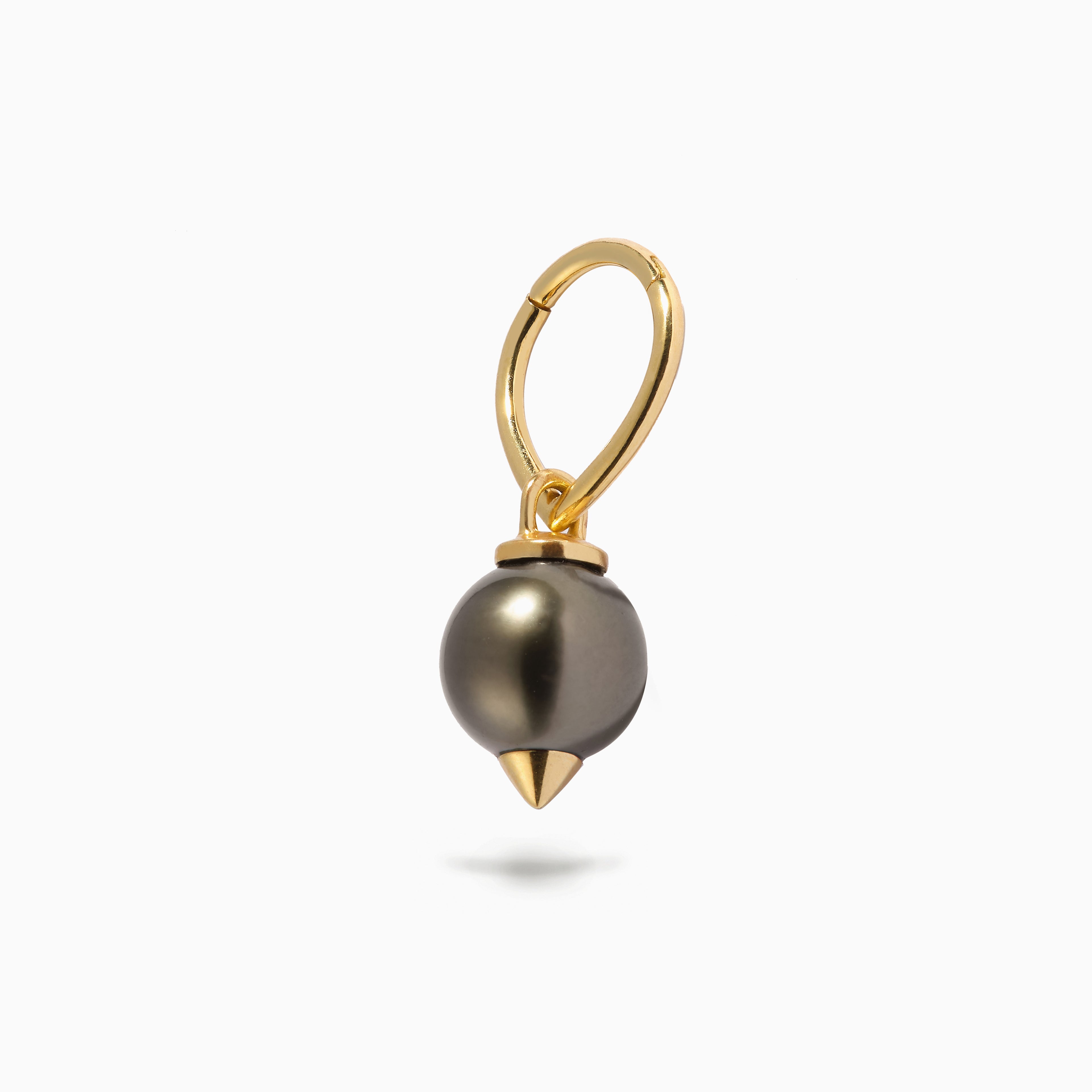 Studded Pearl Teardrop Hoop Black