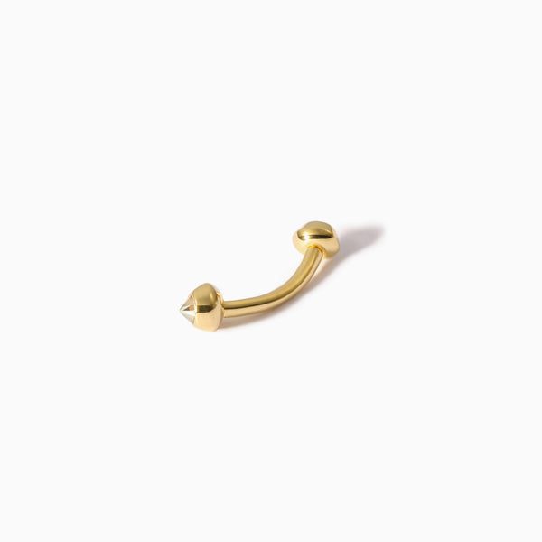 Stud Diamond Curved Bellybutton Barbell L Champagne YG