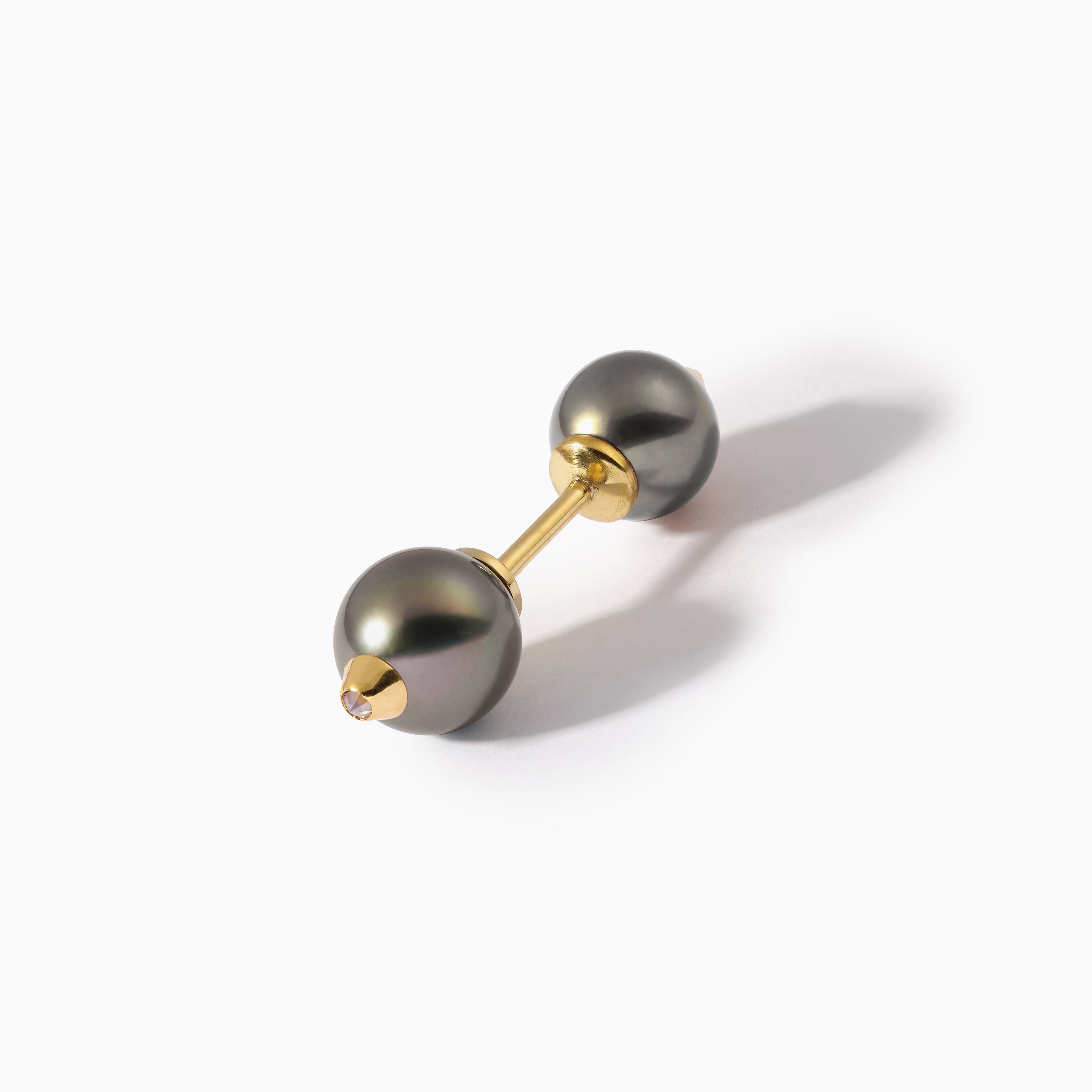 Diamond Studded Pearl Barbell S Black