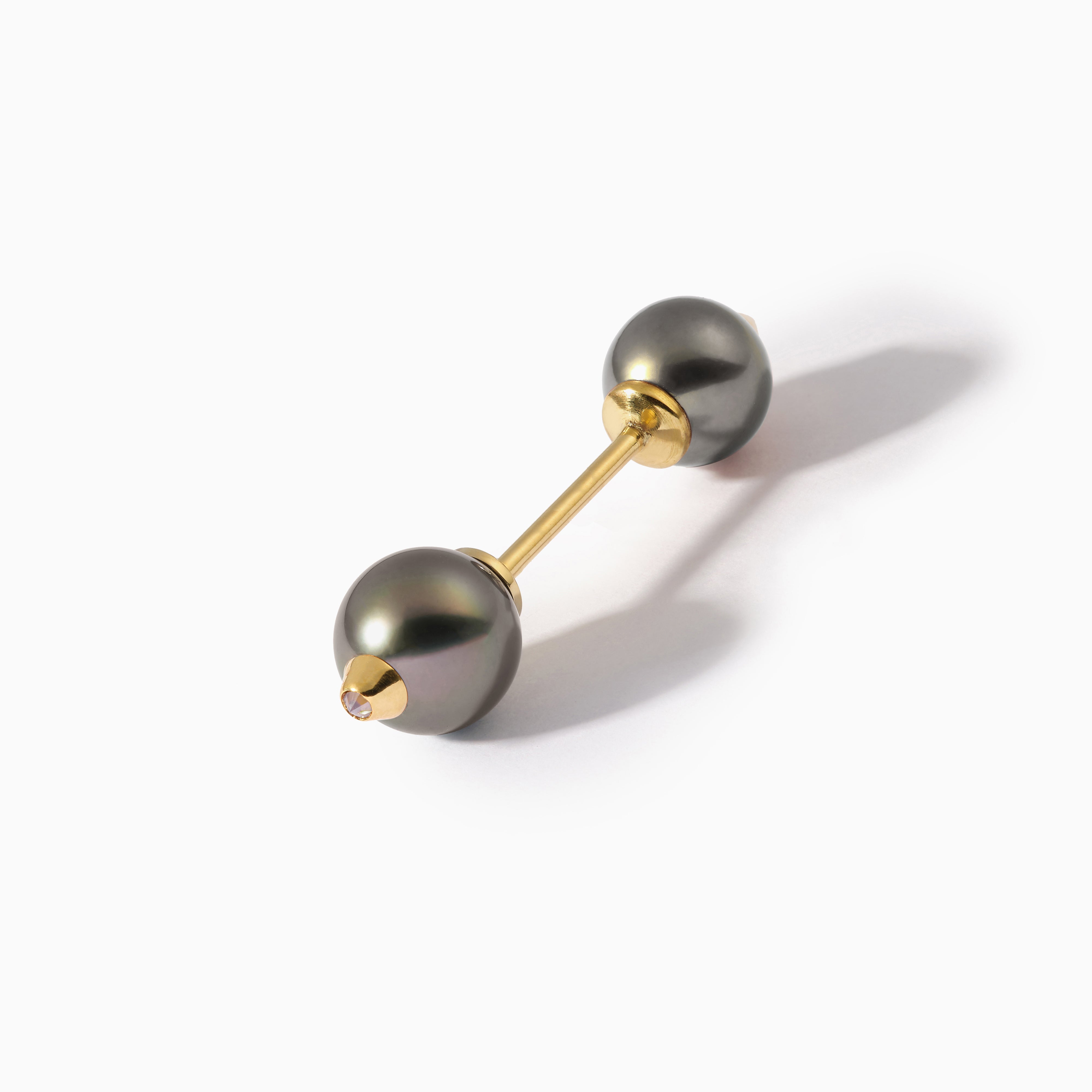 Diamond Studded Pearl Nipple Barbell S Black