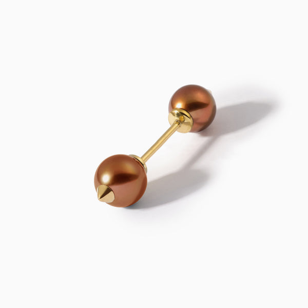 Studded Pearl Nipple Barbell S Brown