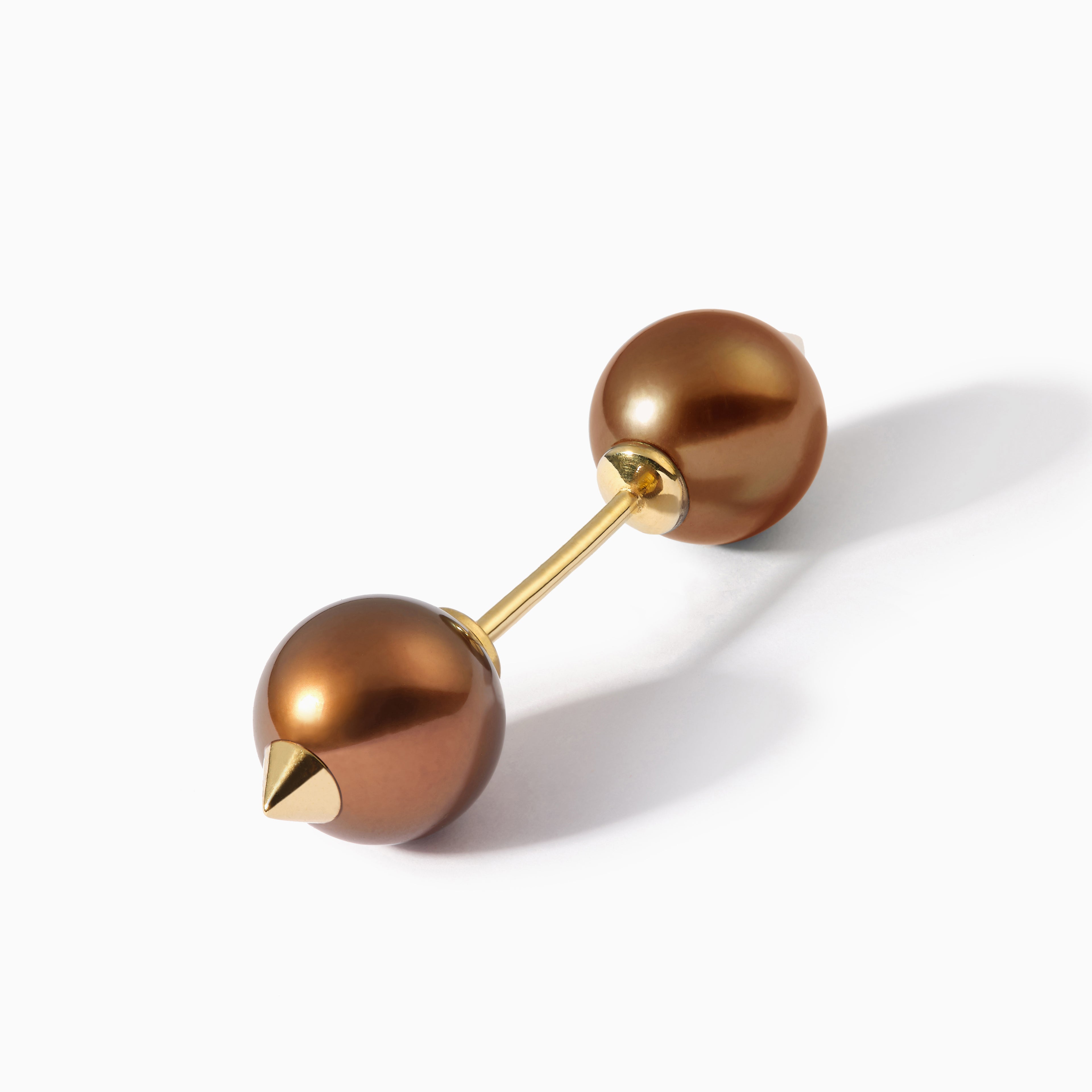 Studded Pearl Nipple Barbell L Brown
