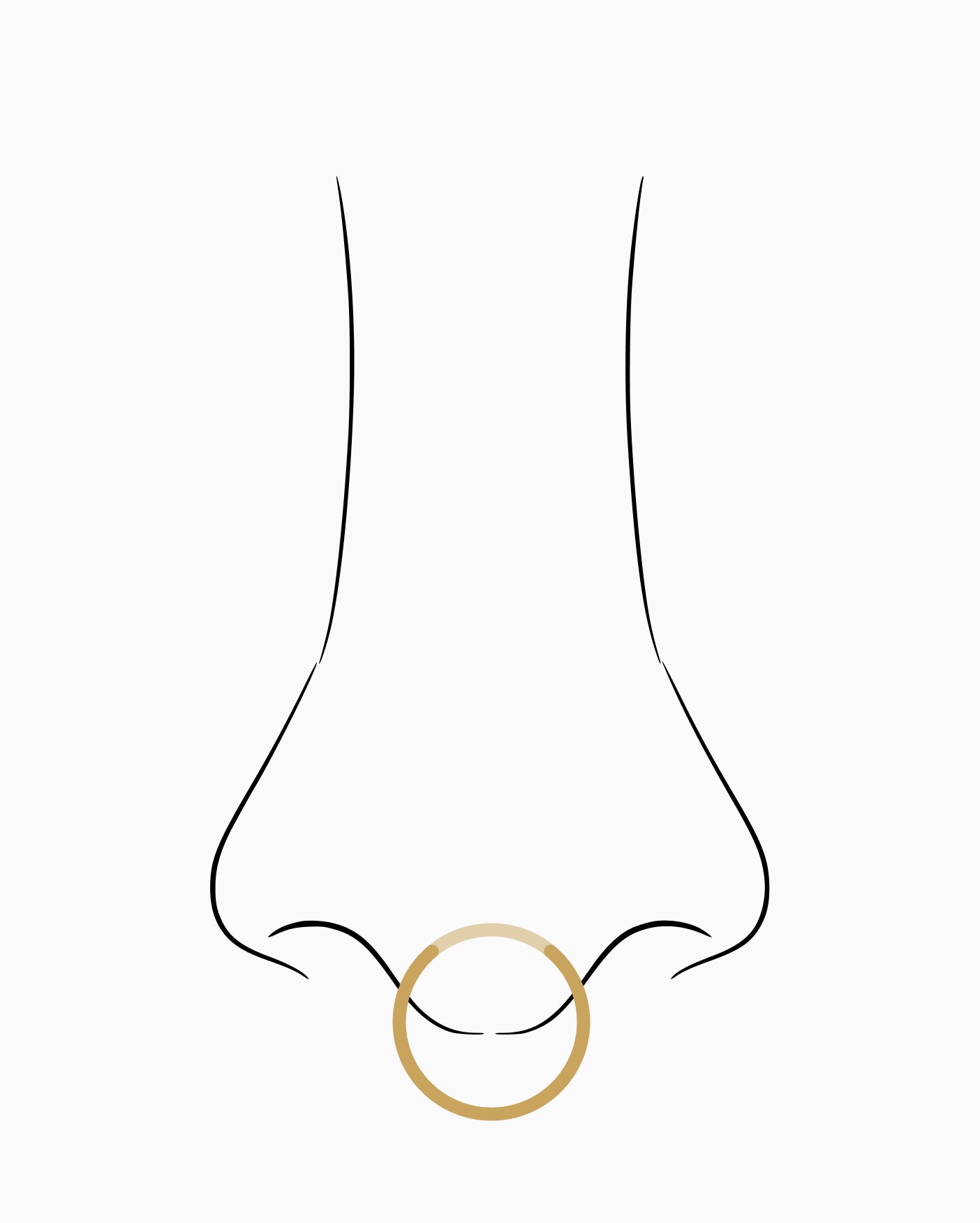 Septum piercing placement diagram