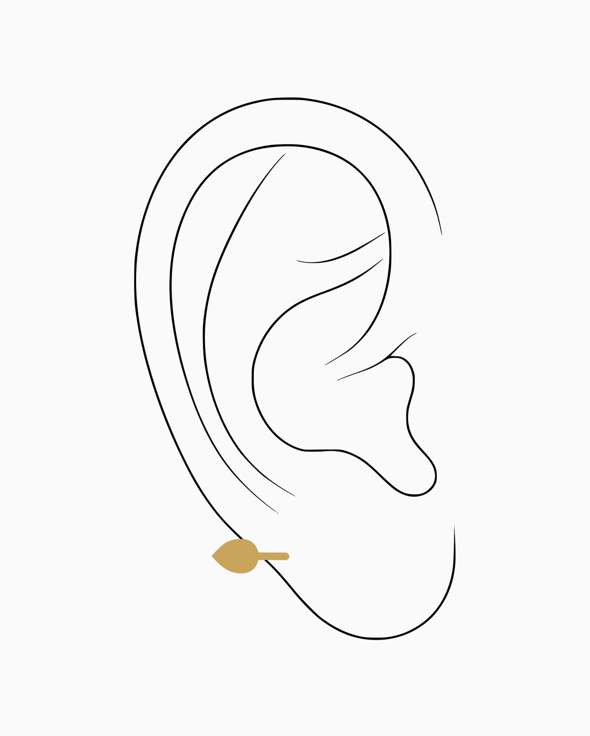 Upper lobe piercing placement diagram
