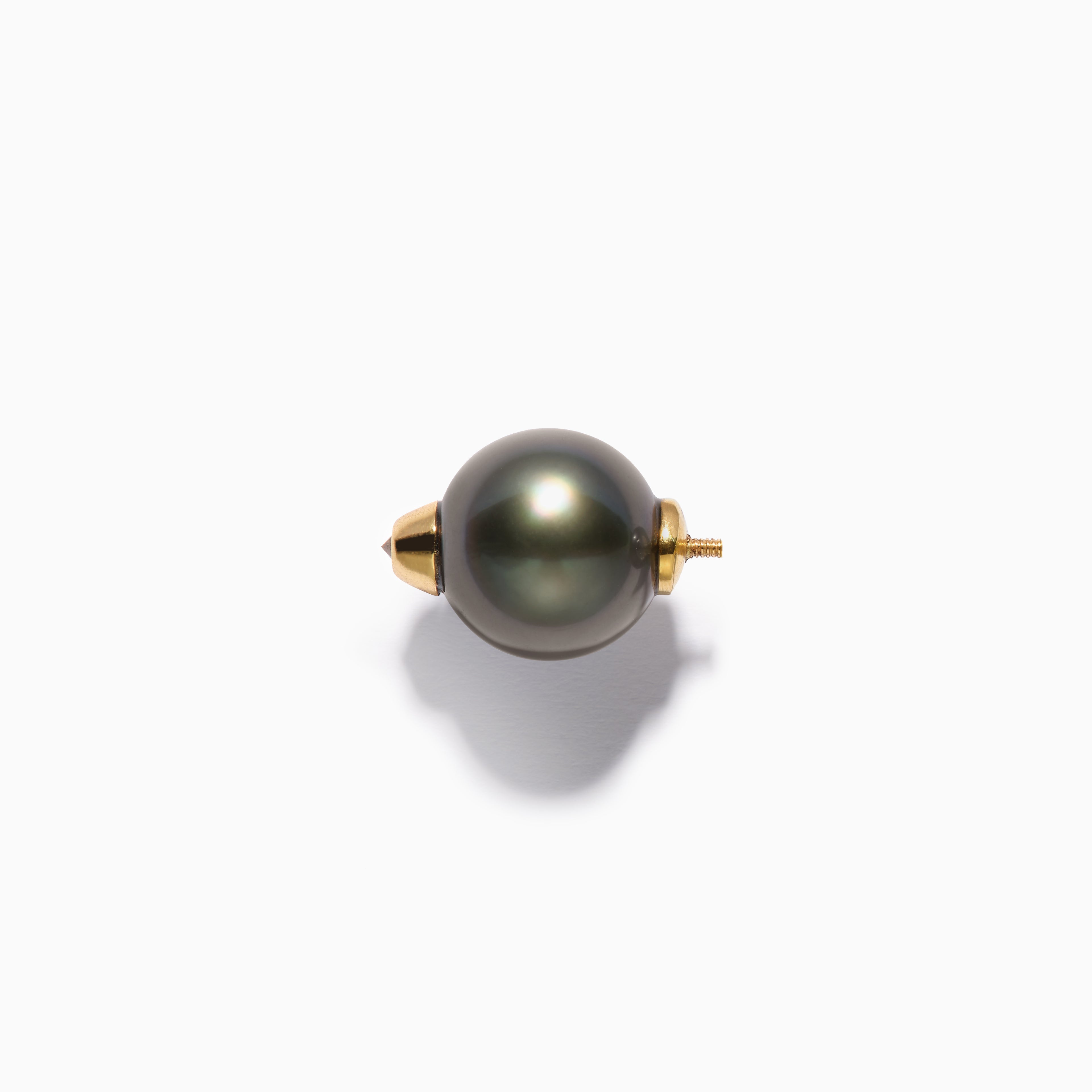 Diamond Studded Pearl End L Black