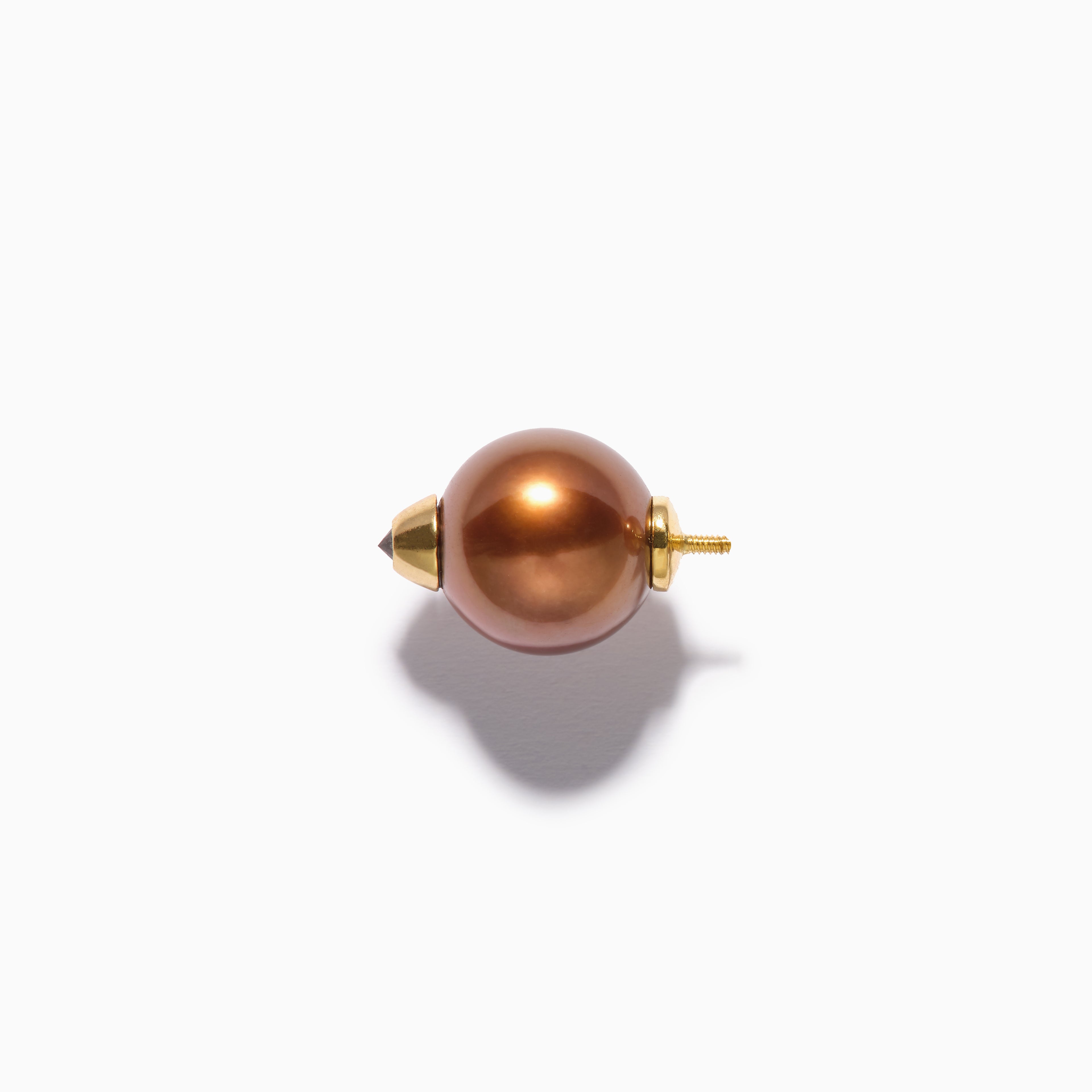 Diamond Studded Pearl End L Brown