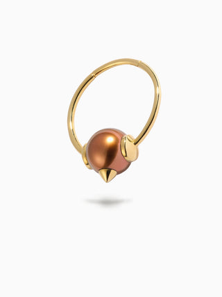 Studded Pearl 'Captive' Ring L Brown
