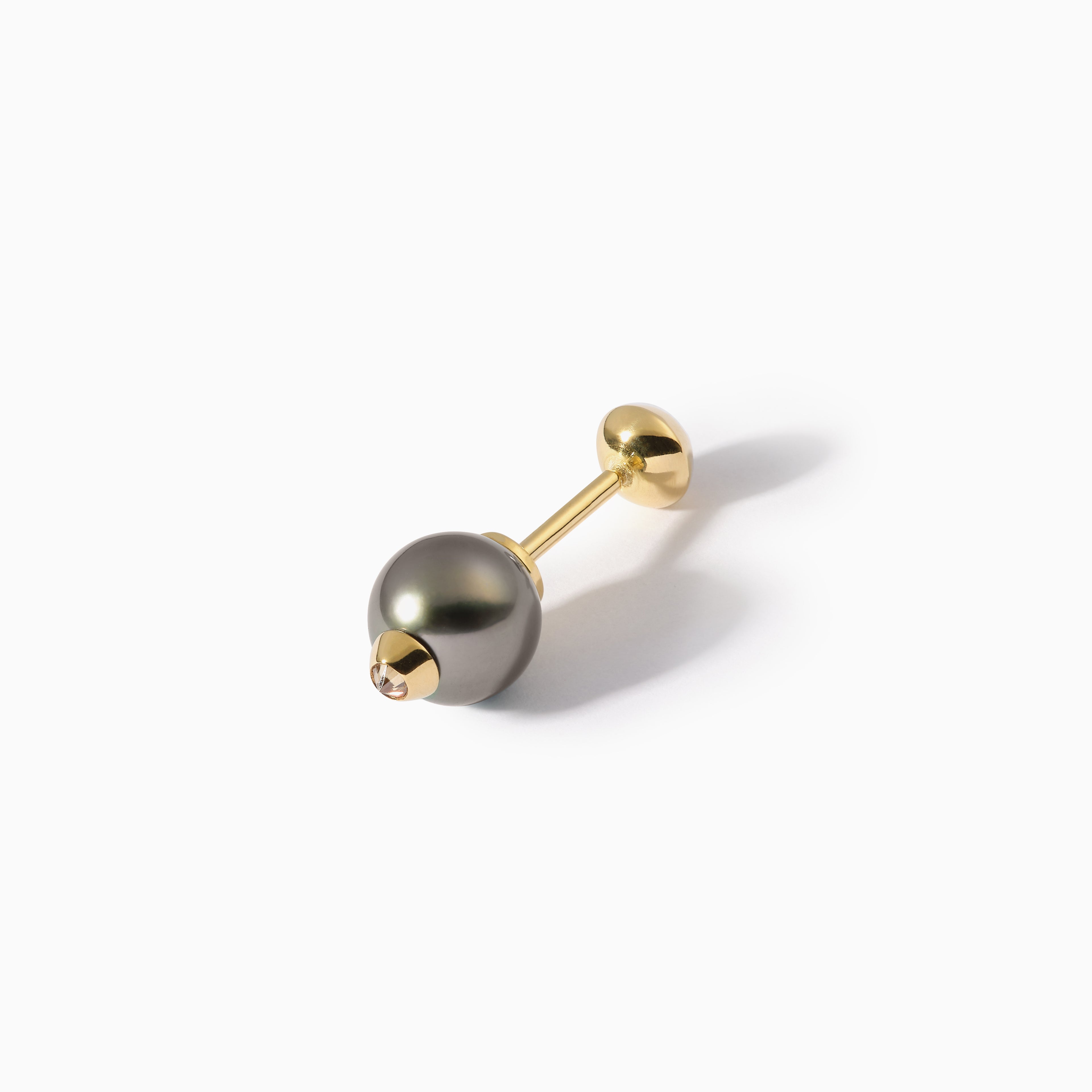 Stud Diamond Studded Pearl Barbell S+L Black