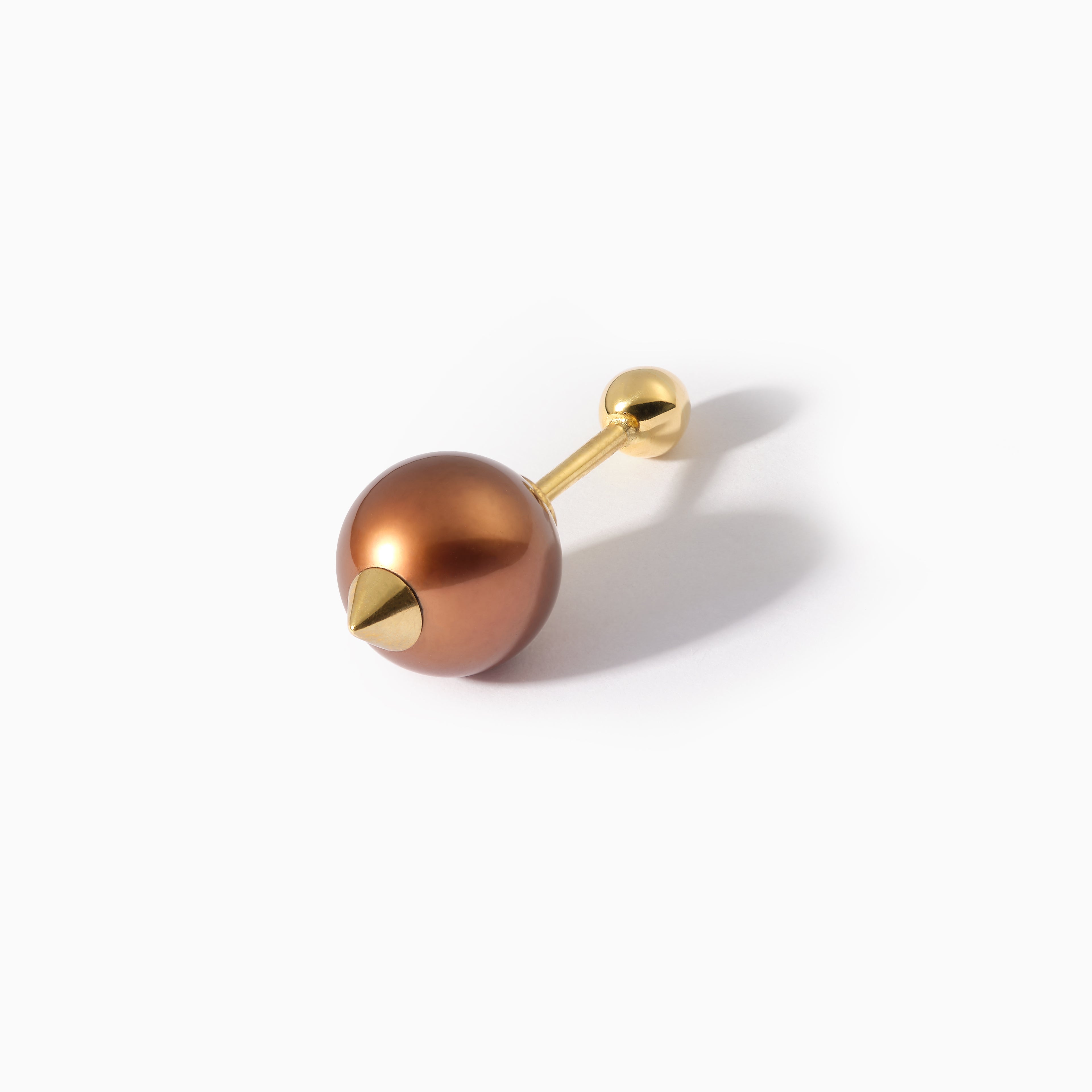 Studded Pearl Teardrop Barbell L+M Brown