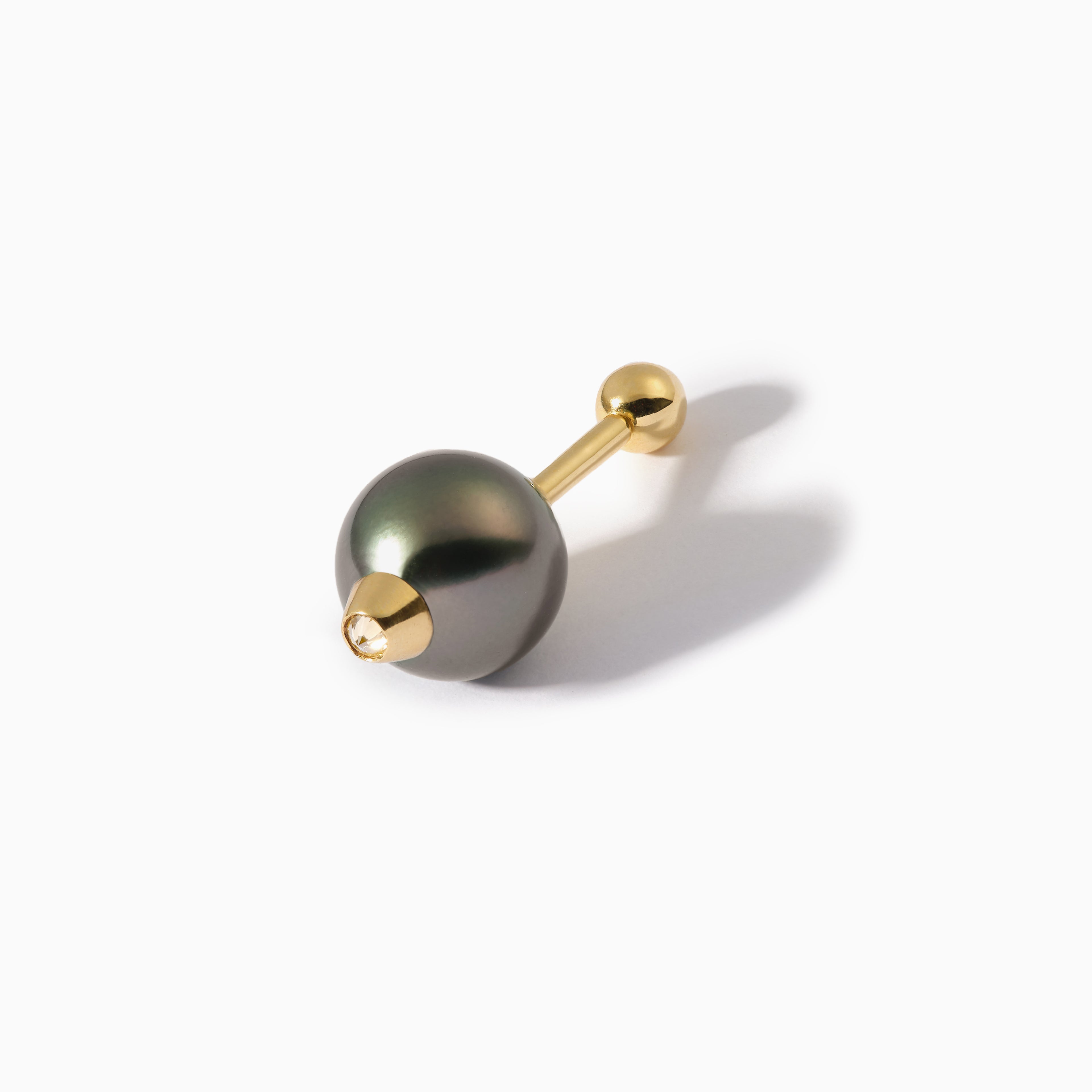 Diamond Studded Pearl Teardrop Barbell L+M Black