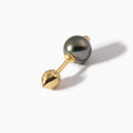 Studded Teardrop + Diamond Studded Pearl Barbell L Black