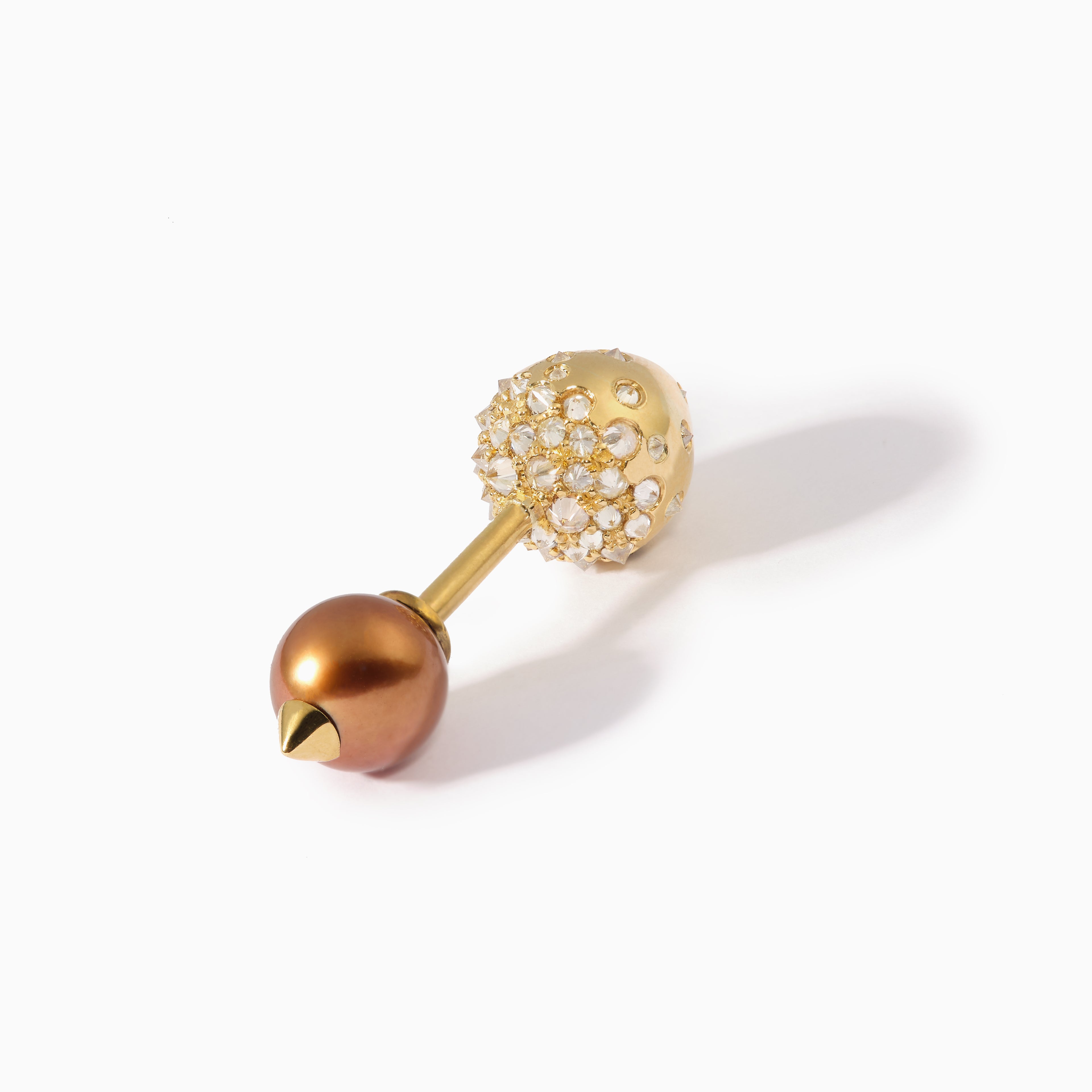 Studded Pearl Studded Teardrop Barbell S+XL Brown