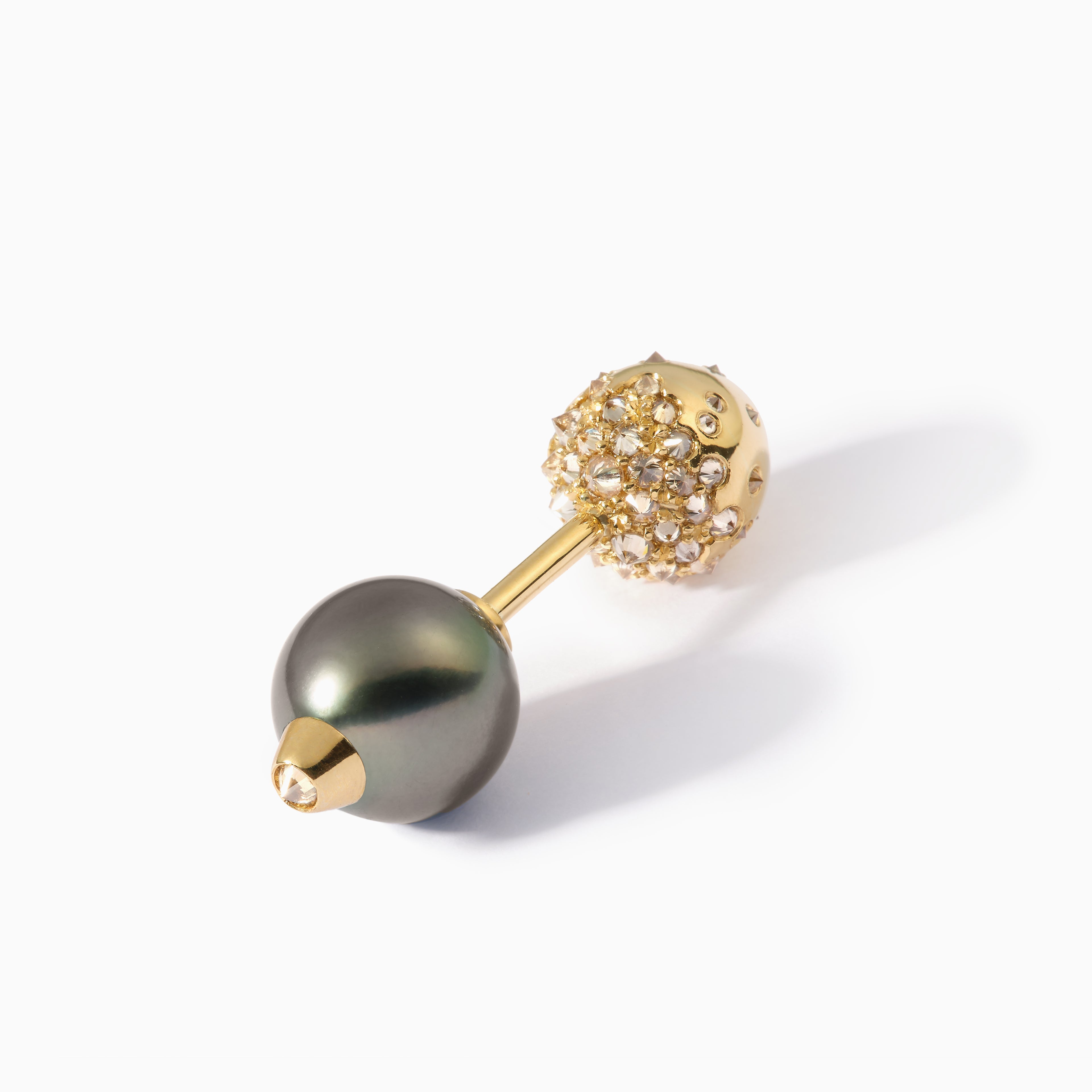 Diamond Studded Pearl Studded Teardrop Barbell L+XL Black
