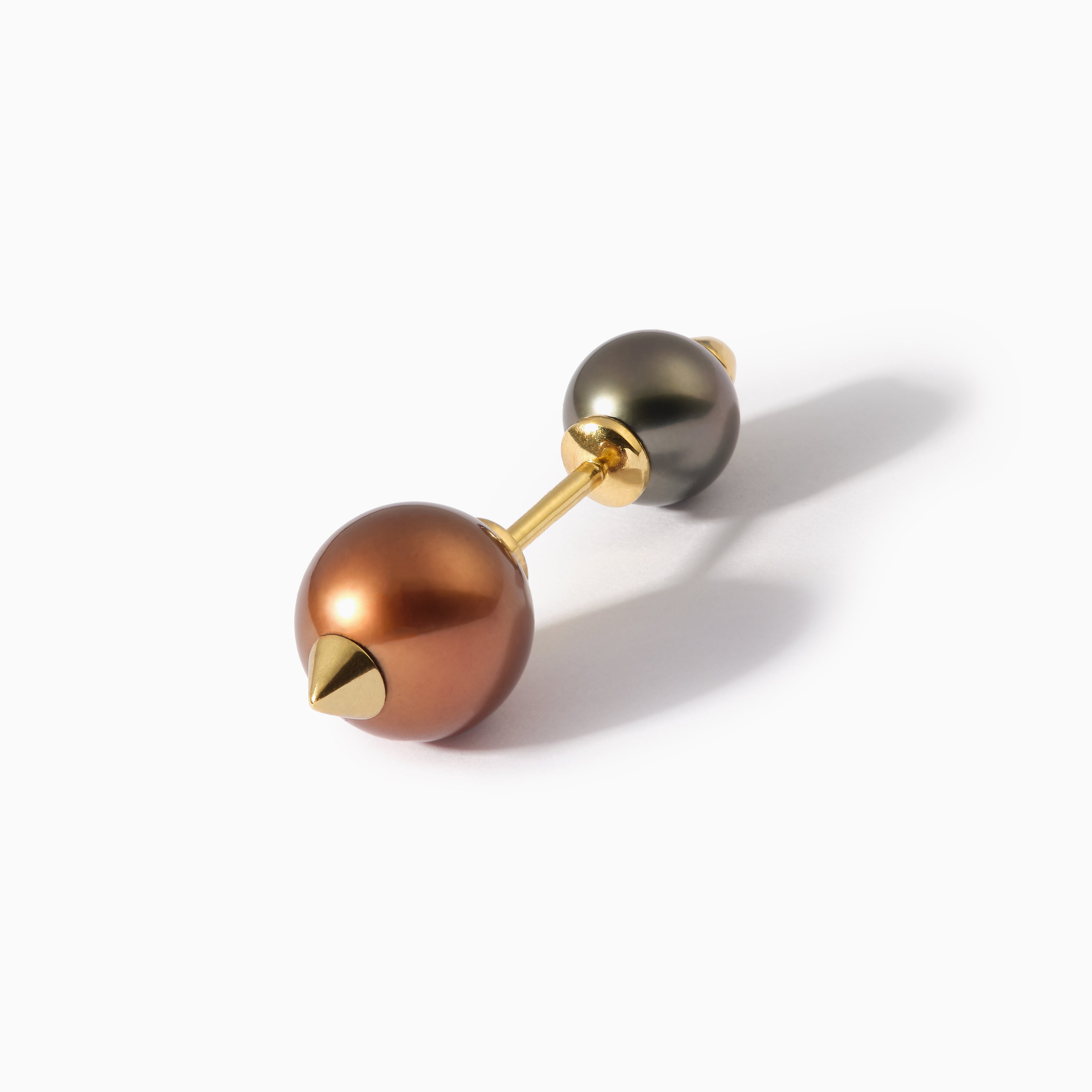 Studded + Diamond Studded Pearl Barbell L+S Brown Black