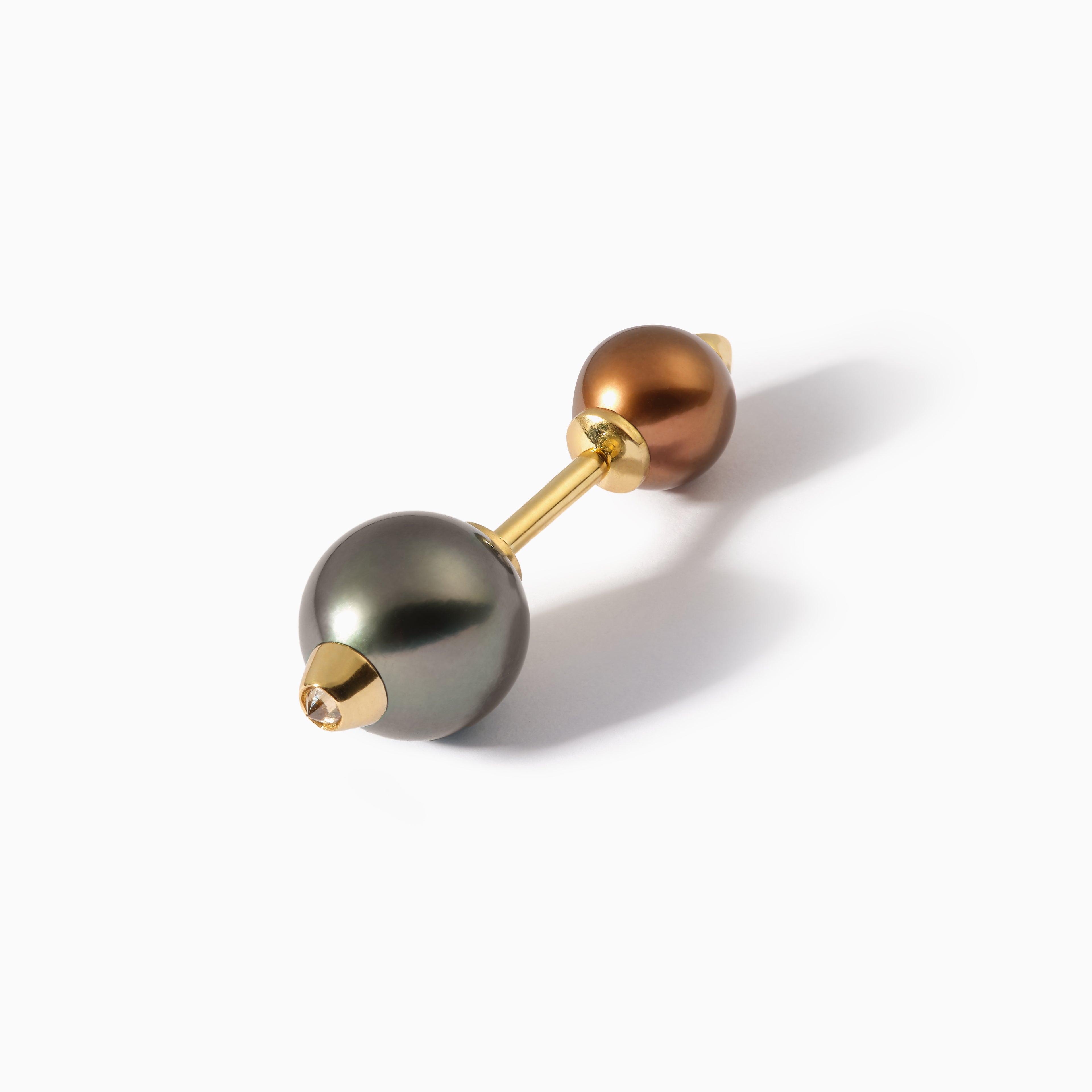 Diamond Studded Pearl Barbell L+S Black Brown