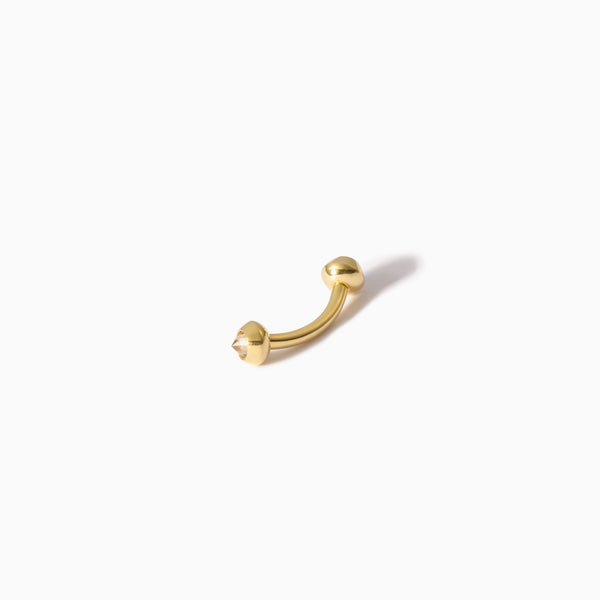 Stud Diamond Curved Barbell Champagne YG