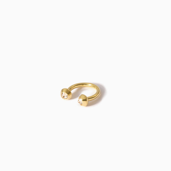 Stud Diamond Circular Barbell Champagne YG